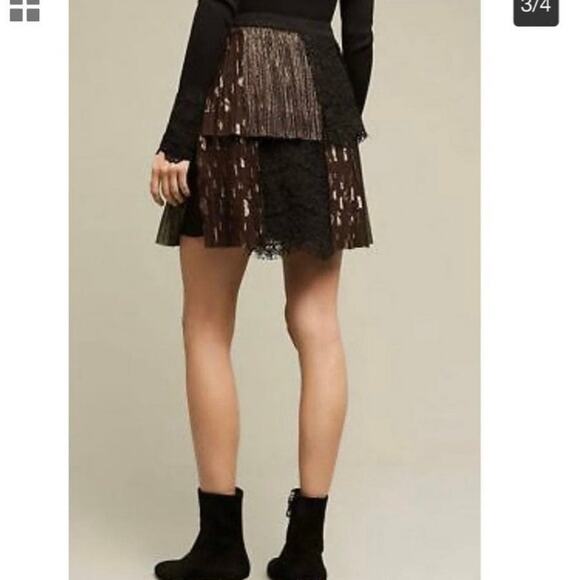 Anthropologie Soho Mini Skirt by Harlyn, pleated tiered in black size medium - Picture 11 of 12